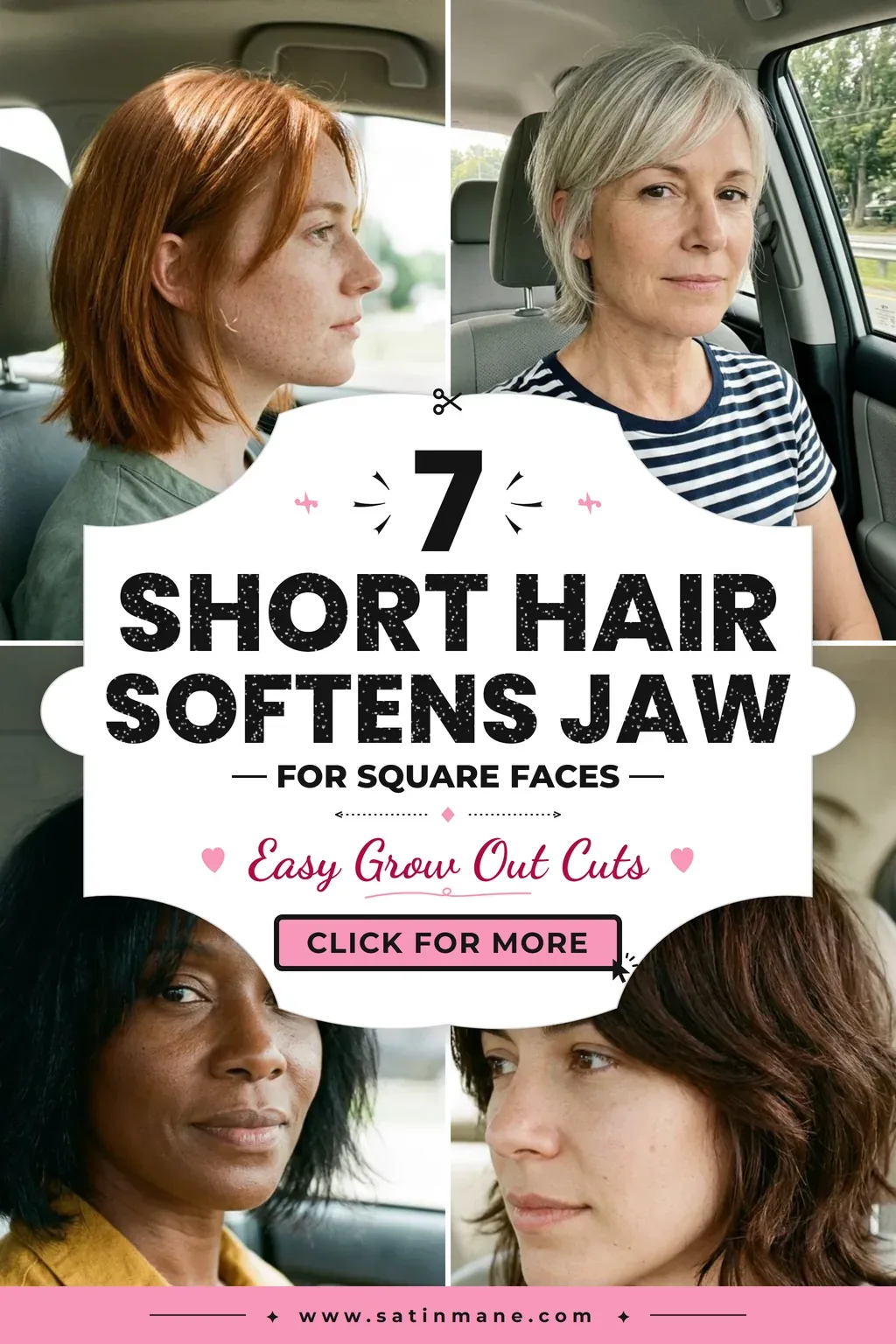 Short Hair for Square Faces That Stretches Trims Longer